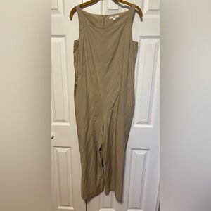 Uniqlo Beige Striped Jumpsuit with Pockets